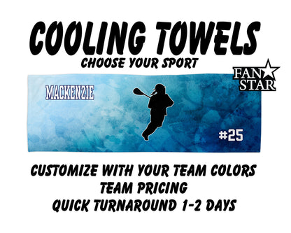 Lacrosse Cooling Towel with Watercolor Background