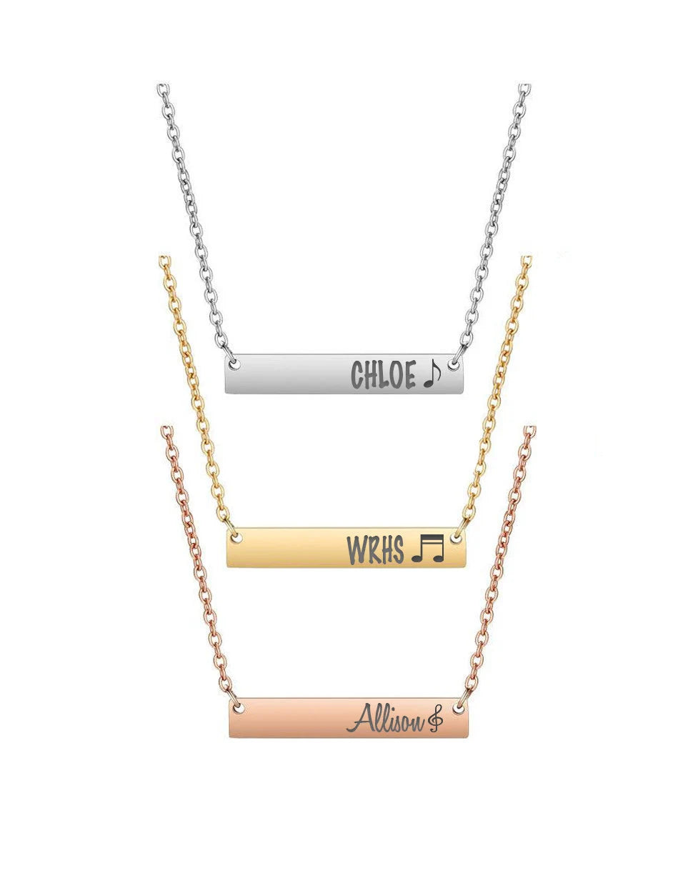 Engraved Bar Pendant - Music