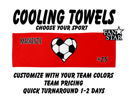 Soccer Cooling Towel with Solid Color Background