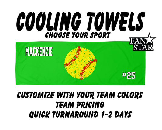Softball Cooling Towel with Solid Color Background
