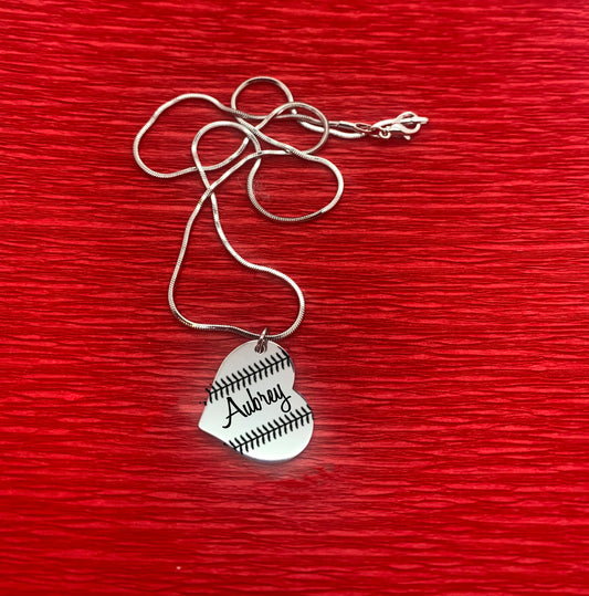 Engraved Stainless Steel Dancer Heart Pendant Necklace