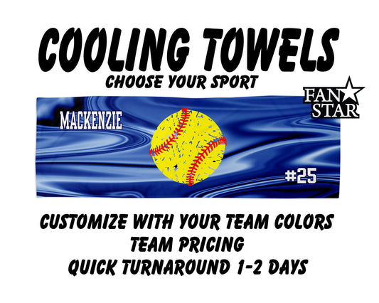 Softball Cooling Towel with Waves Background