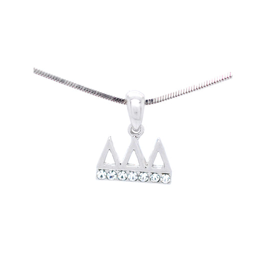 Tri Delta Crystal Pendant Necklace - Clear