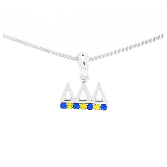 Tri Delta Crystal Pendant Necklace - Blue/Yellow