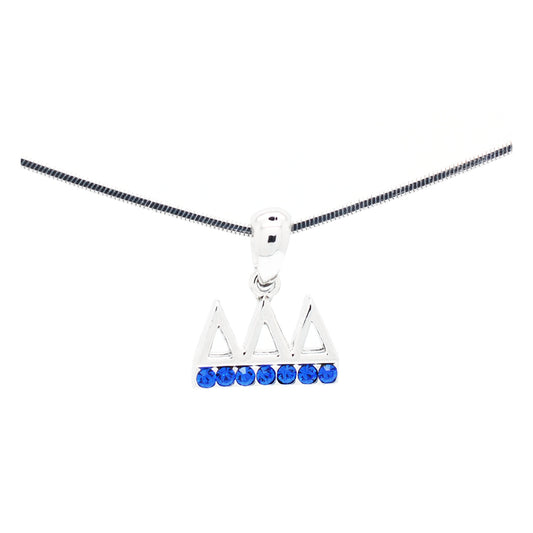 Tri Delta Crystal Pendant Necklace - Blue