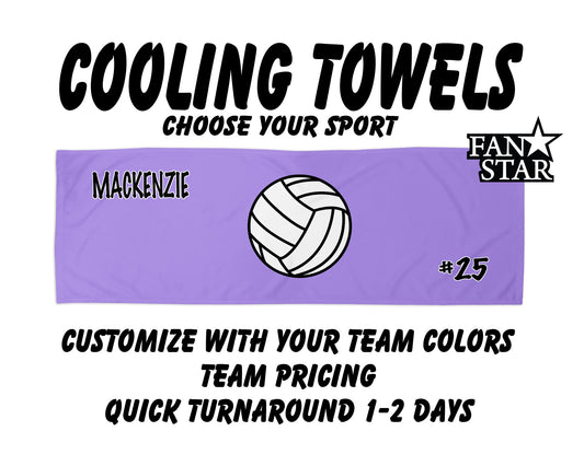 Volleyball Cooling Towel with Solid Color Background