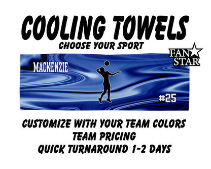 Volleyball Cooling Towel with Waves Background