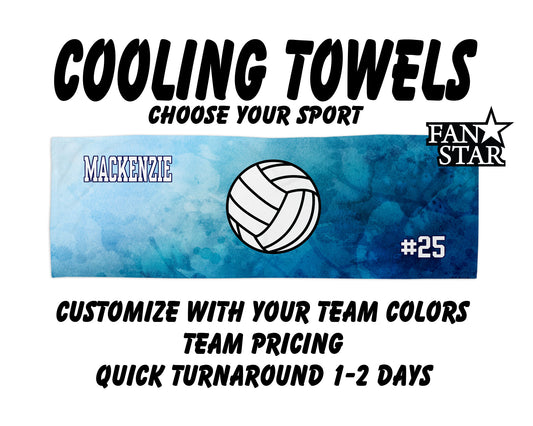 Volleyball Cooling Towel with Watercolor Background