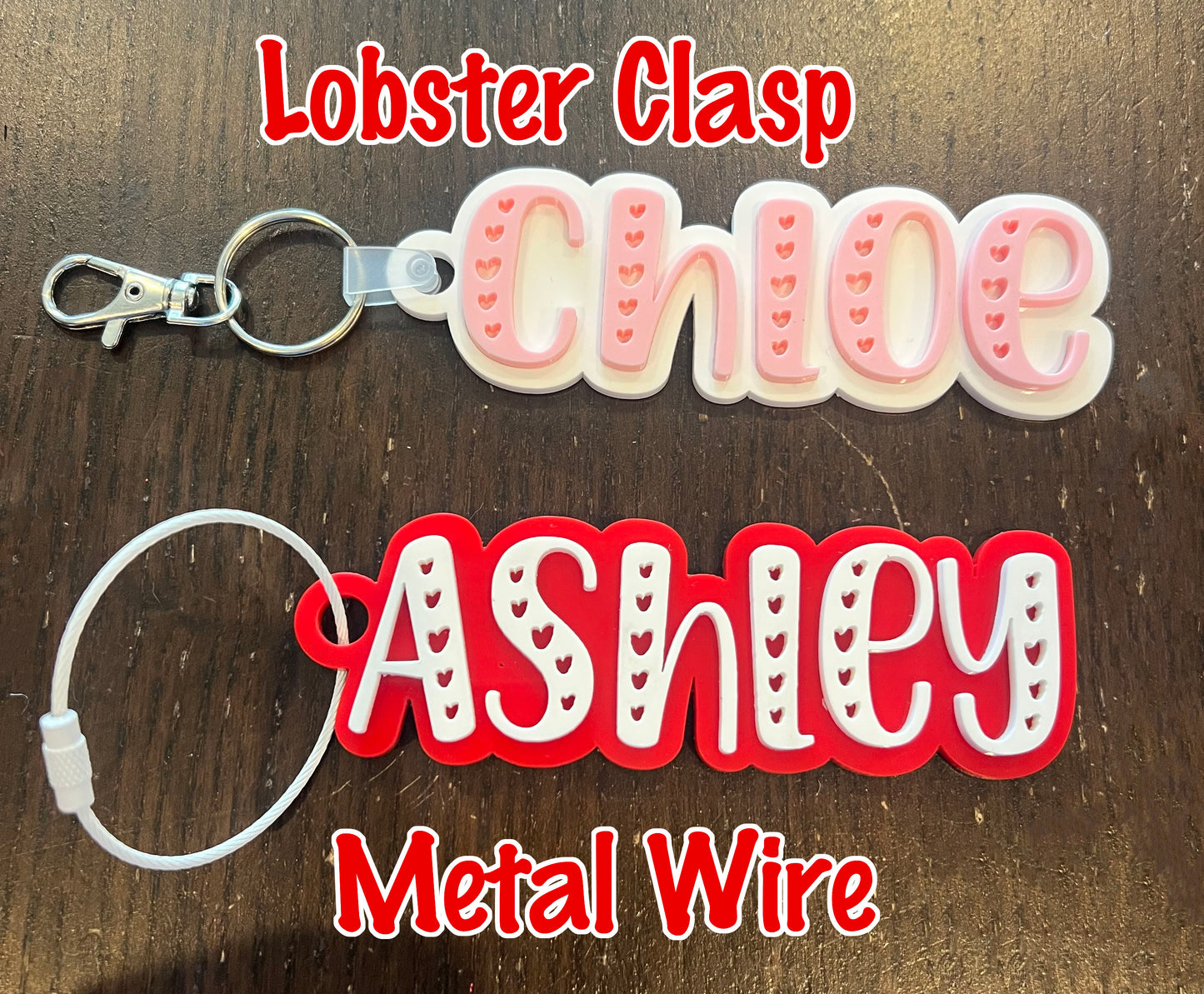 Valentine's Day Heart Name Key Chain, Bag Tag