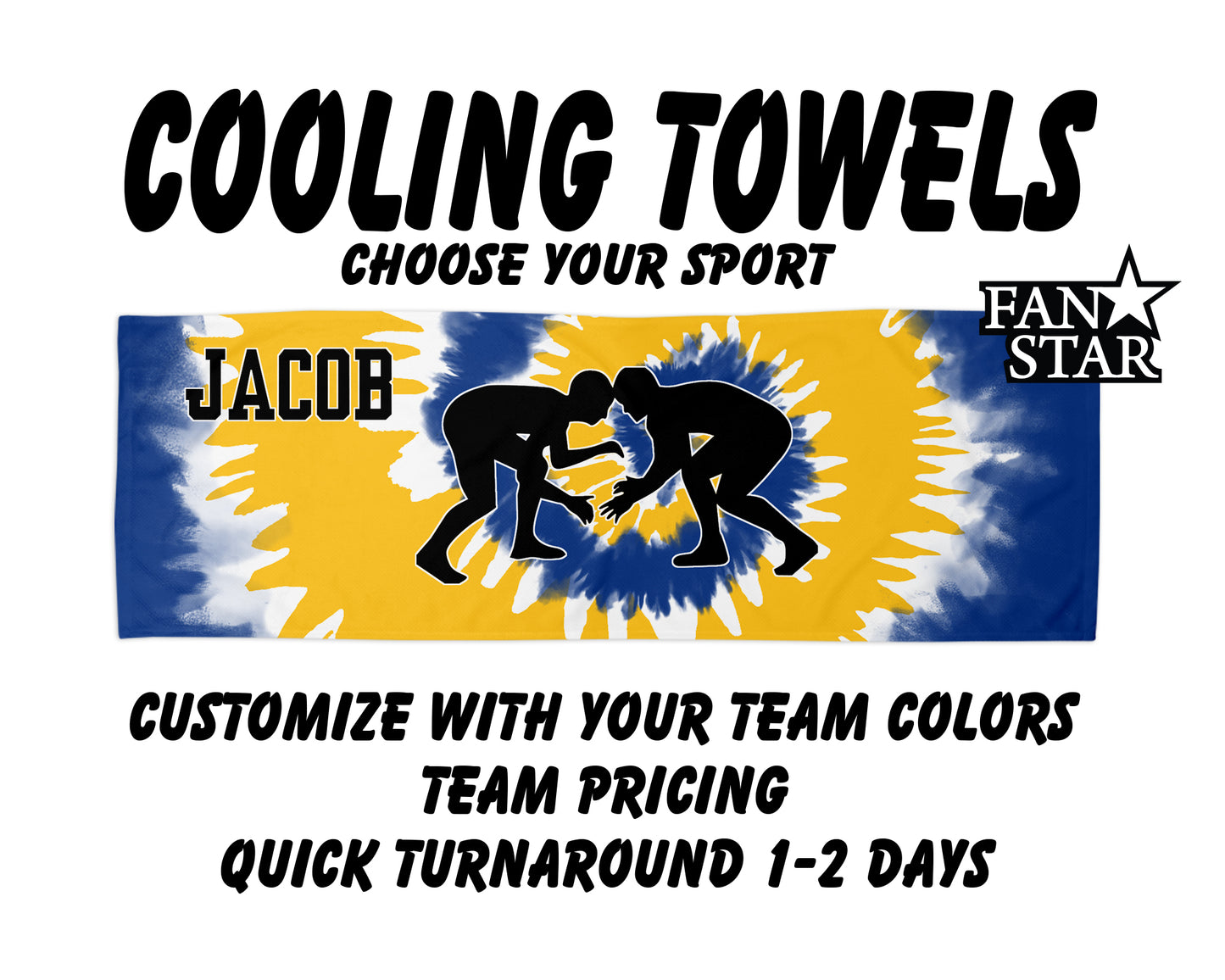 Wrestling Cooling Towel with Tie Dye Background