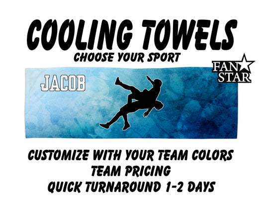 Wrestling Cooling Towel with Watercolor Background