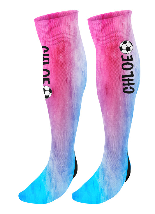 Personalized Soccer Knee High Socks, Watercolor Background, Soccer Team Socks