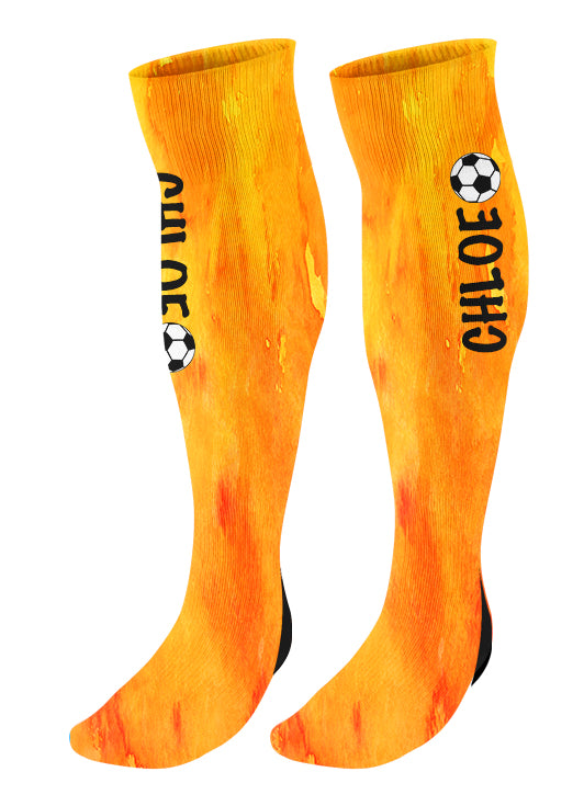 Personalized Soccer Knee High Socks, Watercolor Background, Soccer Team Socks