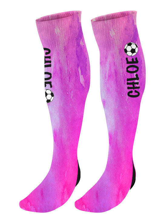 Personalized Soccer Knee High Socks, Watercolor Background, Soccer Team Socks