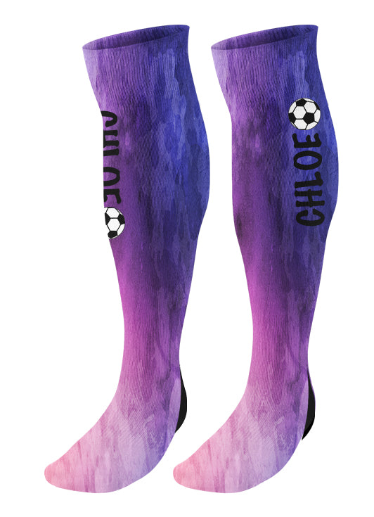 Personalized Soccer Knee High Socks, Watercolor Background, Soccer Team Socks