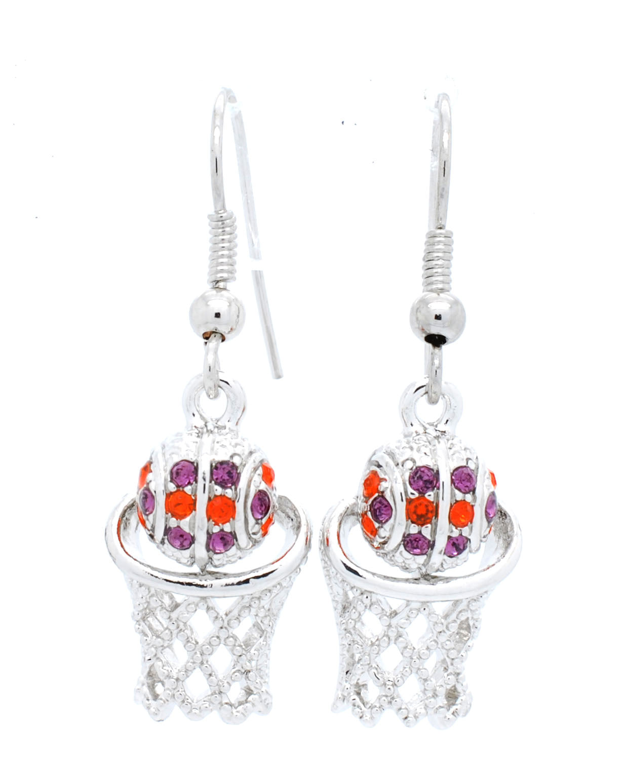 Basketball Hoop DANGLE Earrings - Two Tone