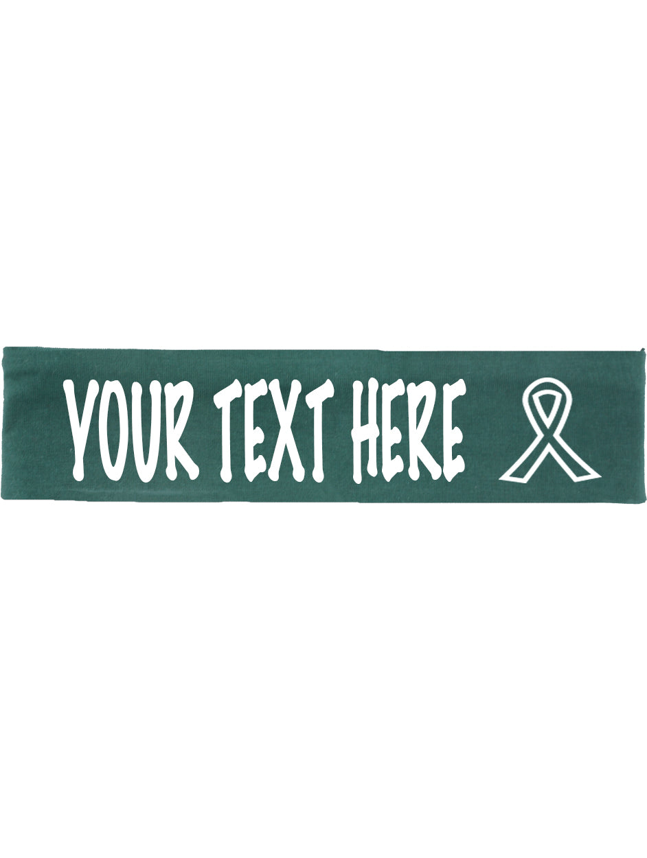 Custom Cancer Awareness Ribbon Headband - Flat (Non Sparkle) Letters!
