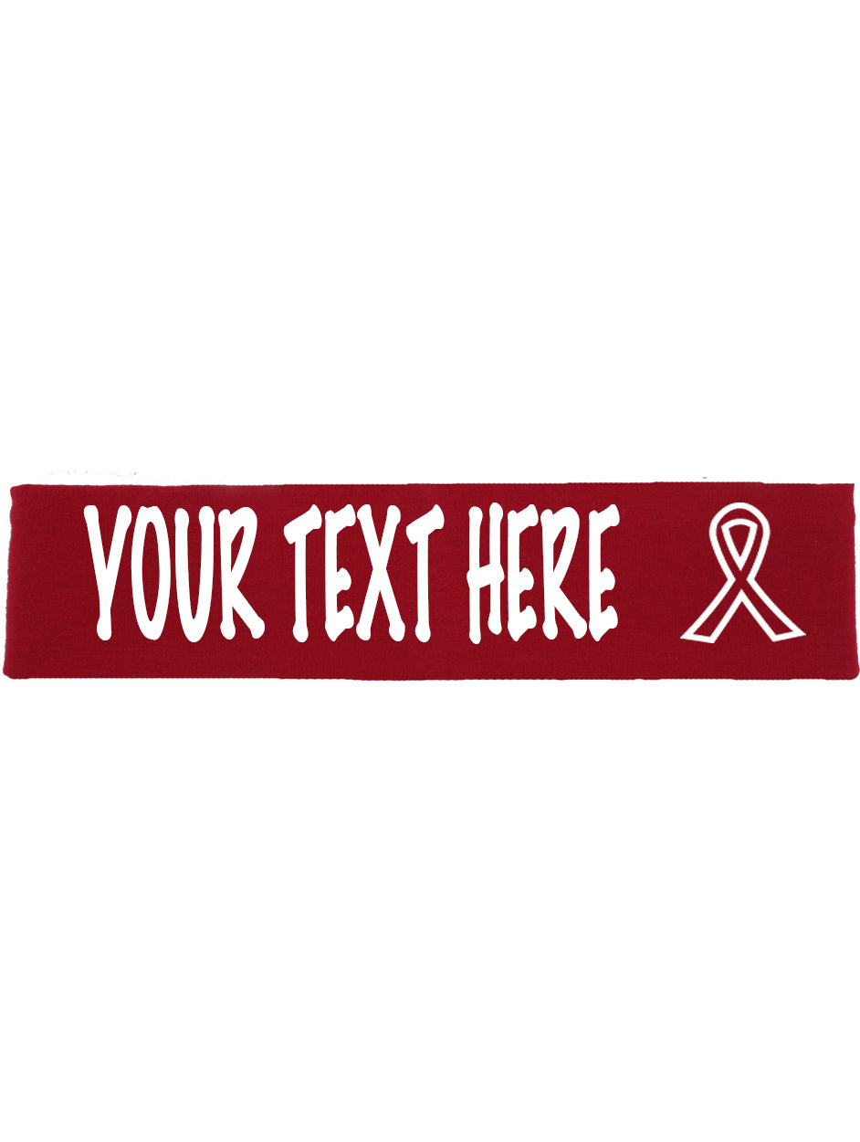 Custom Cancer Awareness Ribbon Headband - Flat (Non Sparkle) Letters!