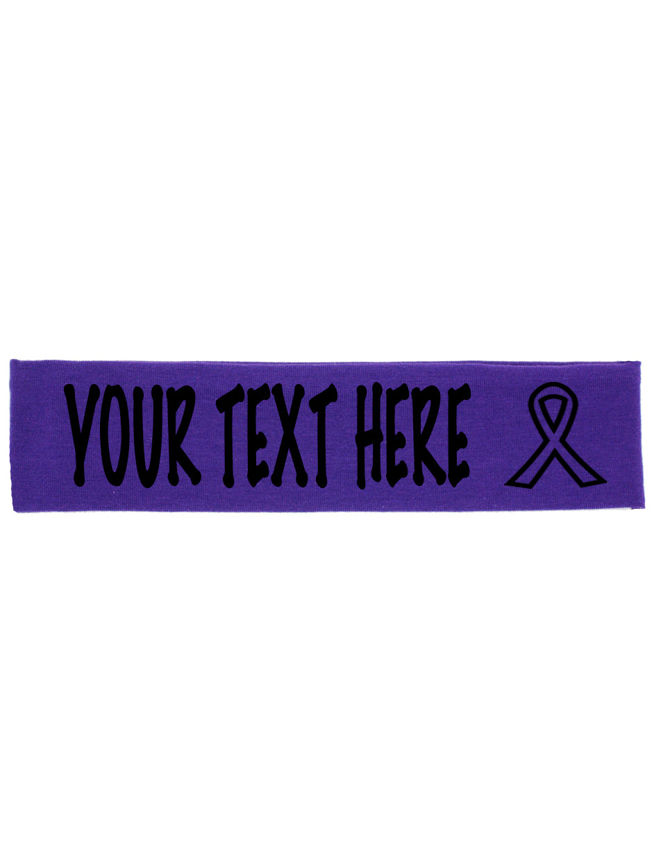 Custom Cancer Awareness Ribbon Headband - Flat (Non Sparkle) Letters!