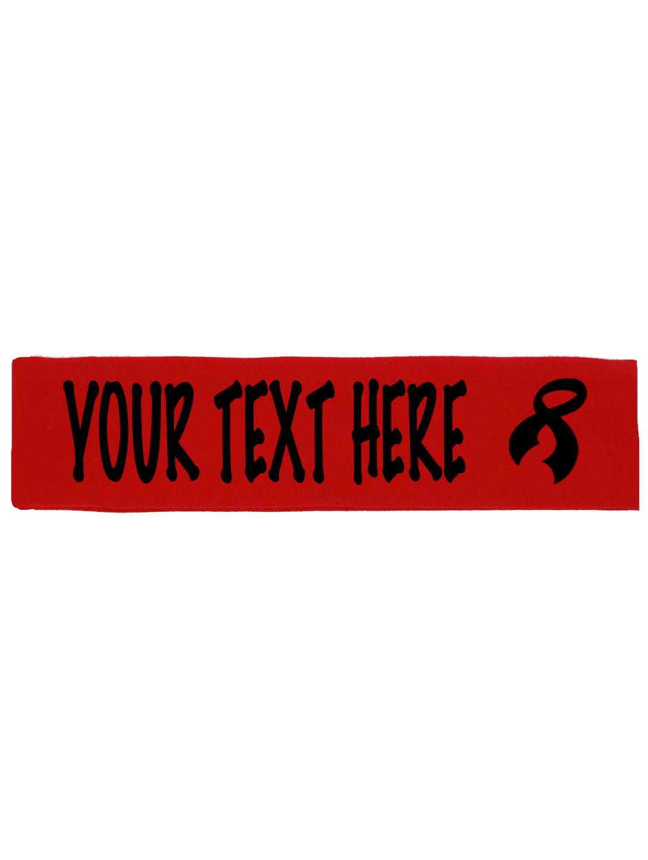 Custom Cancer Awareness Ribbon Headband - Flat (Non Sparkle) Letters!