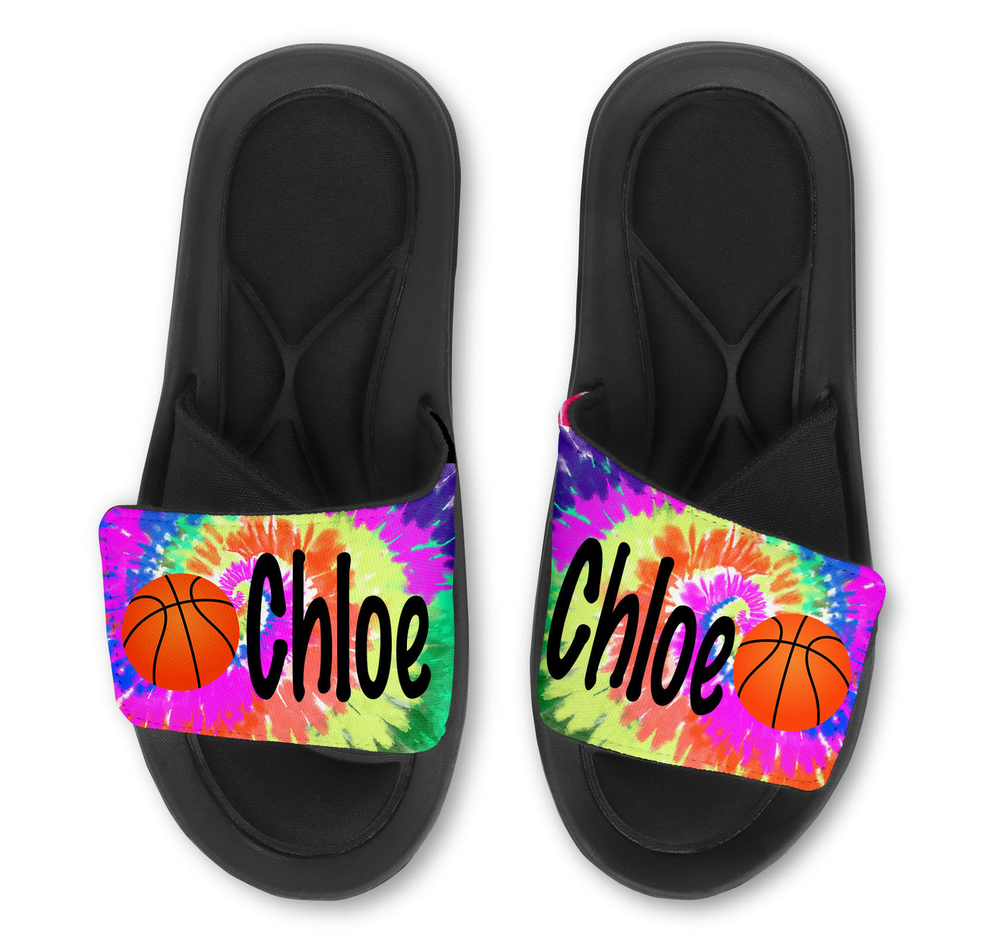 Basketball Tie Dye Custom Slides / Sandals - Choose your background!