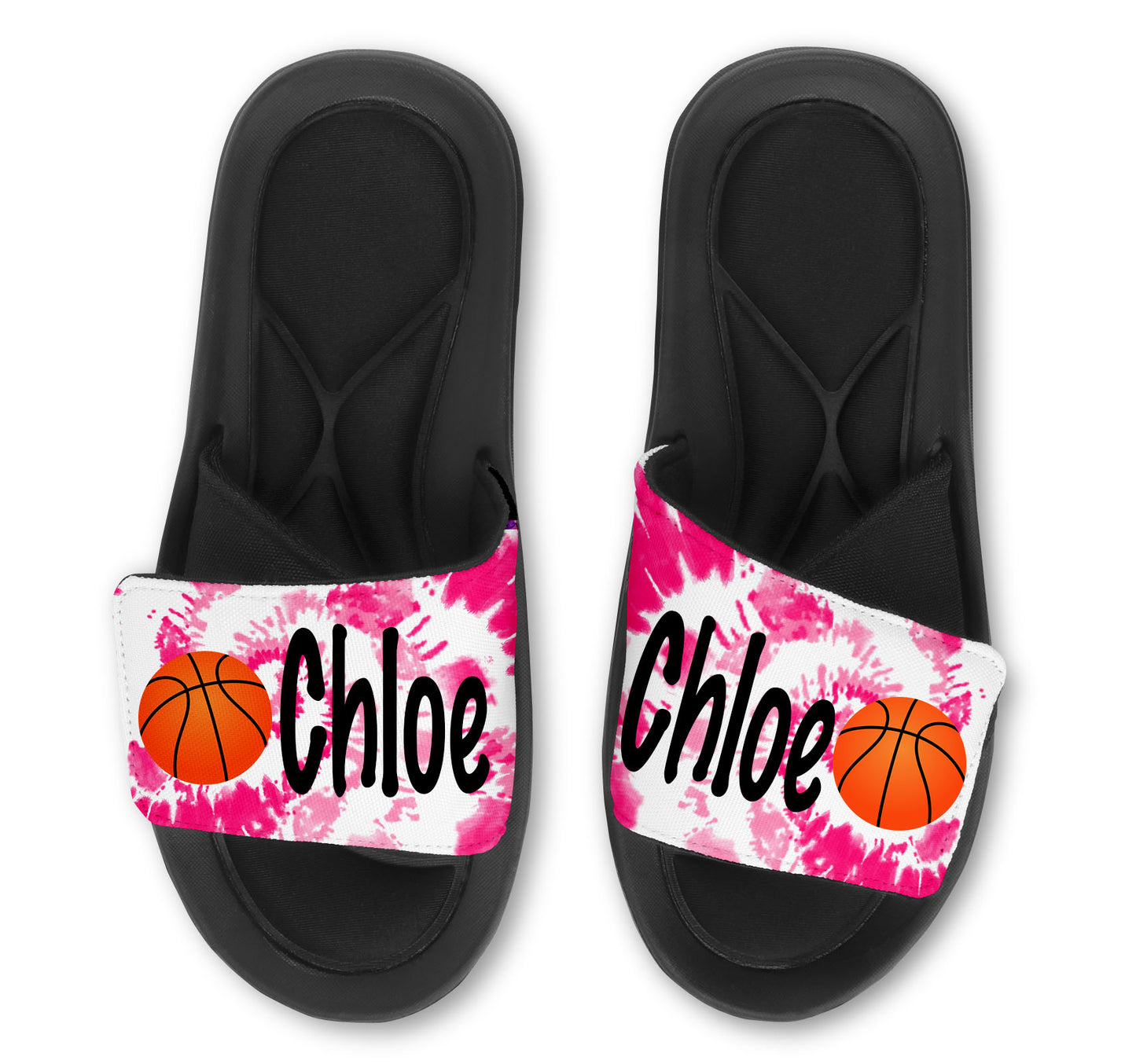 Basketball Tie Dye Custom Slides / Sandals - Choose your background!