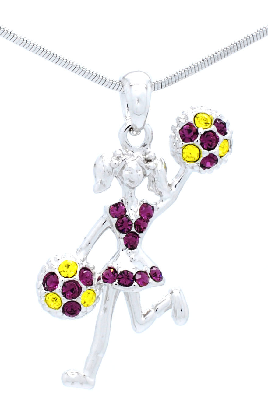 Cheer Necklace - Poms Half - Two Tone