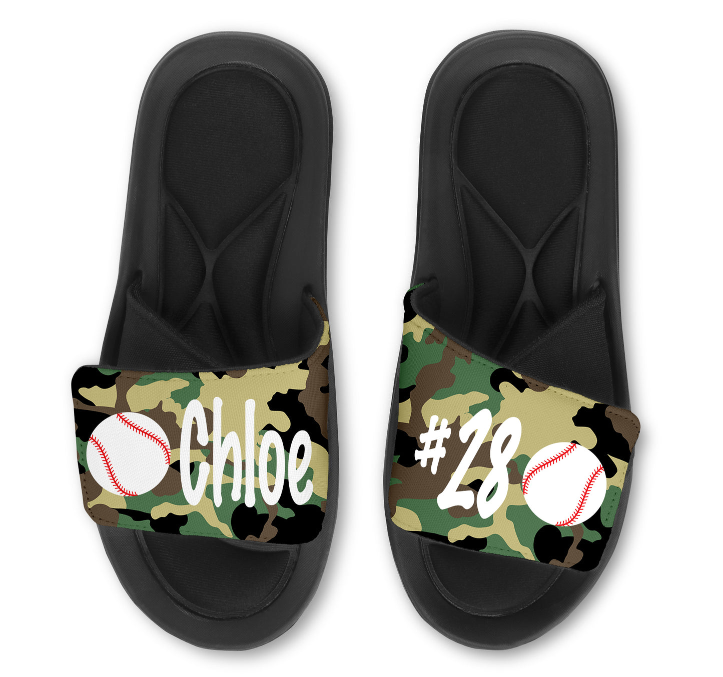 Baseball Custom Slides / Sandals - Camo