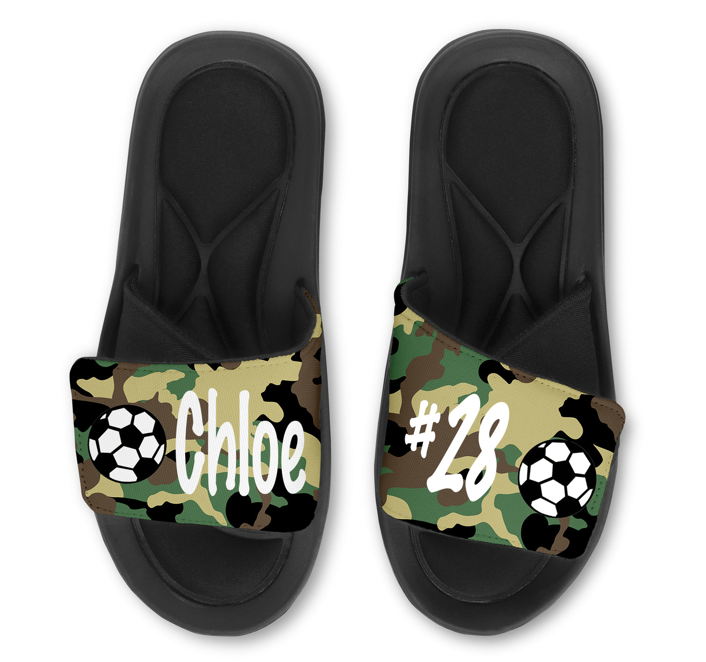 Custom Soccer Slides Sandals with Camp Background