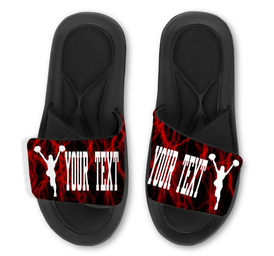 Cheerleader Custom Slides / Sandals with Lightning Design