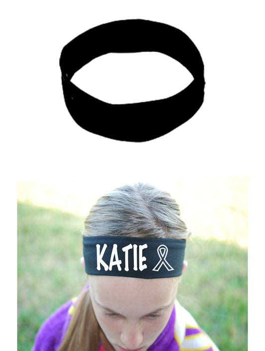 Custom Cancer Awareness Ribbon Headband - Flat (Non Sparkle) Letters!