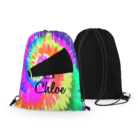 Personalized Cheer Drawstring Bag, Custom Cheer Megaphone Drawstring Backpack Bag