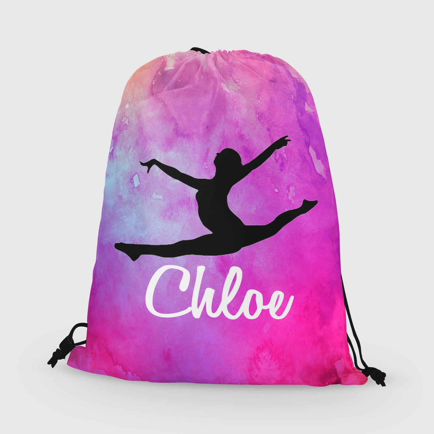 Personalized Gymnast Drawstring Bag, Custom Gymnast Leaping Beam Drawstring Backpack Bag