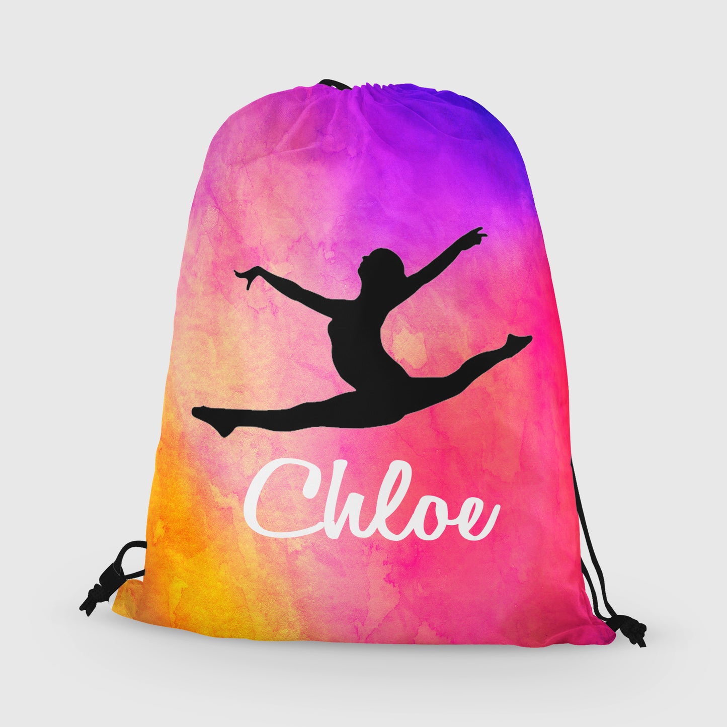 Personalized Gymnast Drawstring Bag, Custom Gymnast Leaping Beam Drawstring Backpack Bag