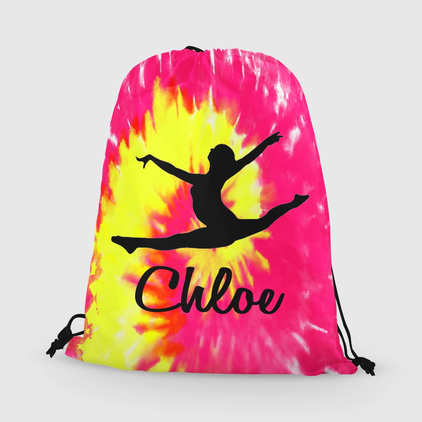 Personalized Gymnast Drawstring Bag, Custom Gymnast Leaping Beam Drawstring Backpack Bag