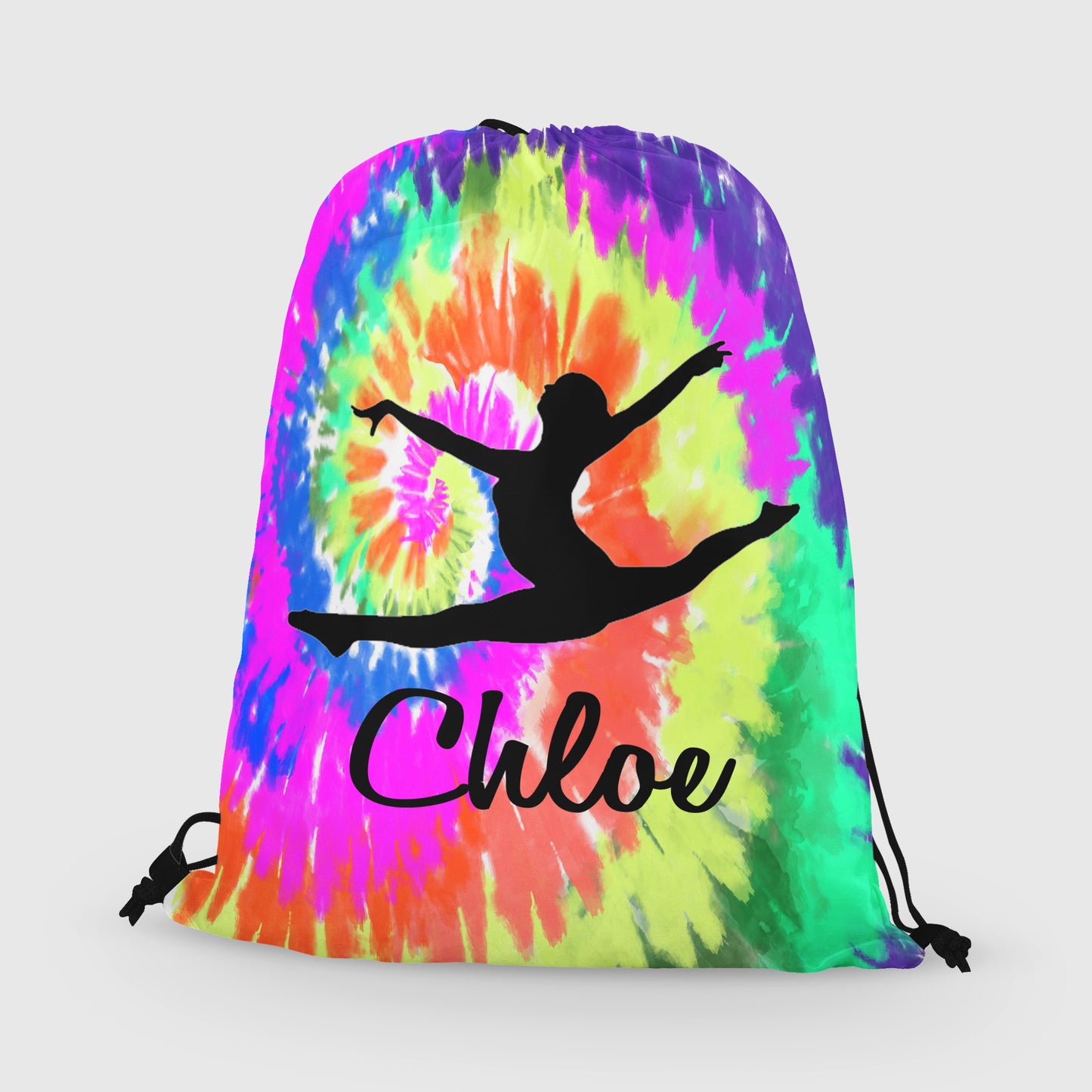 Personalized Gymnast Drawstring Bag, Custom Gymnast Leaping Beam Drawstring Backpack Bag