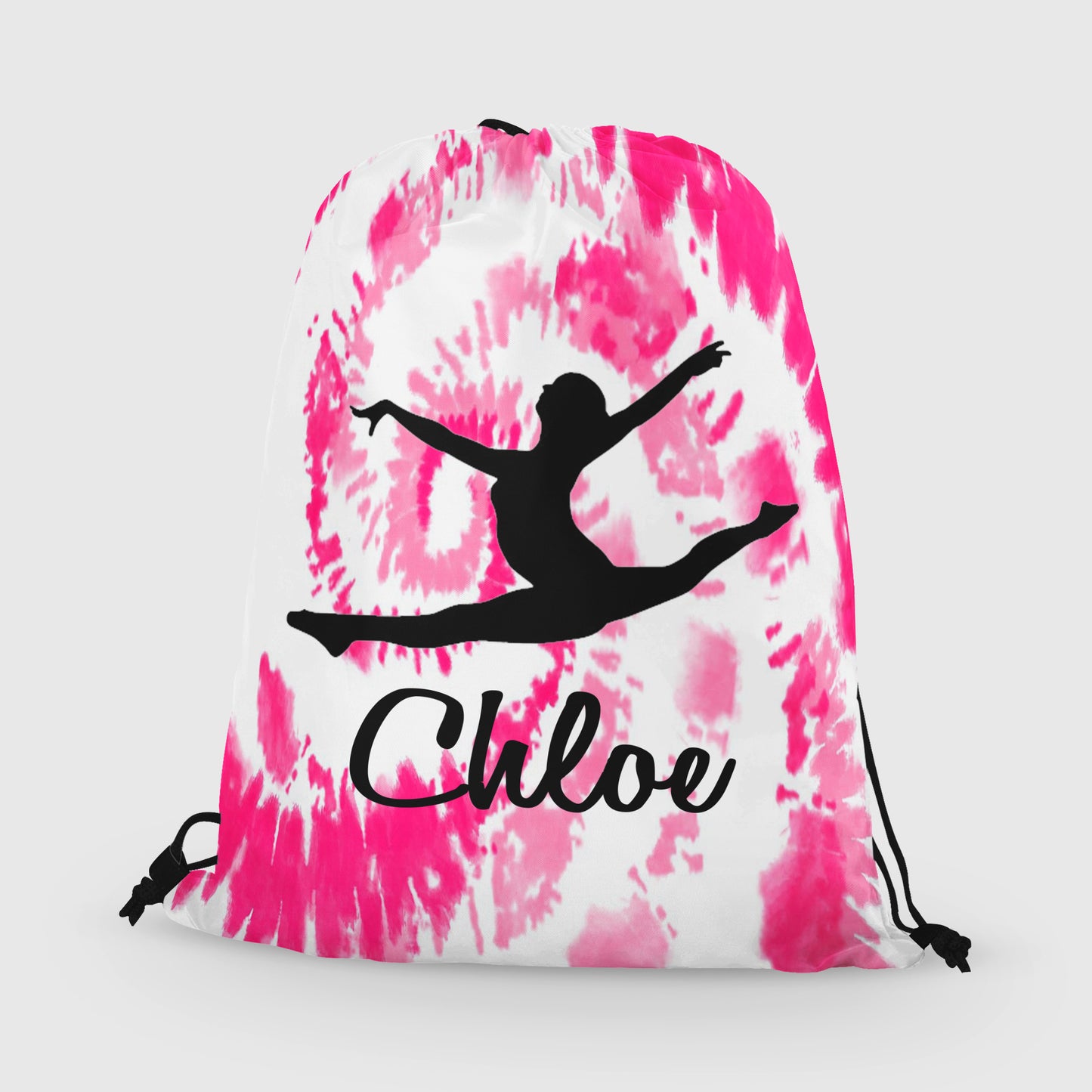 Personalized Gymnast Drawstring Bag, Custom Gymnast Leaping Beam Drawstring Backpack Bag