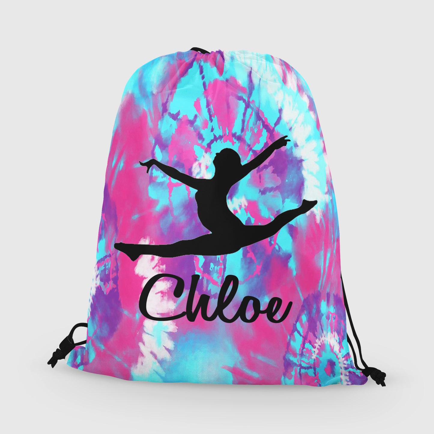 Personalized Gymnast Drawstring Bag, Custom Gymnast Leaping Beam Drawstring Backpack Bag