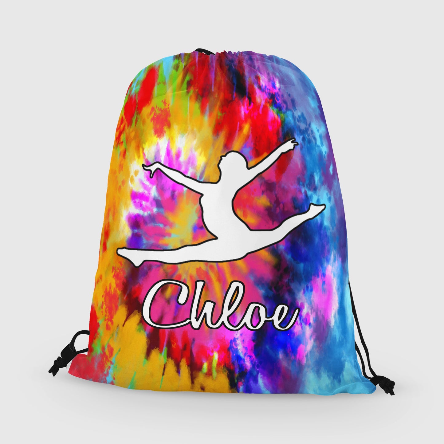 Personalized Gymnast Drawstring Bag, Custom Gymnast Leaping Beam Drawstring Backpack Bag