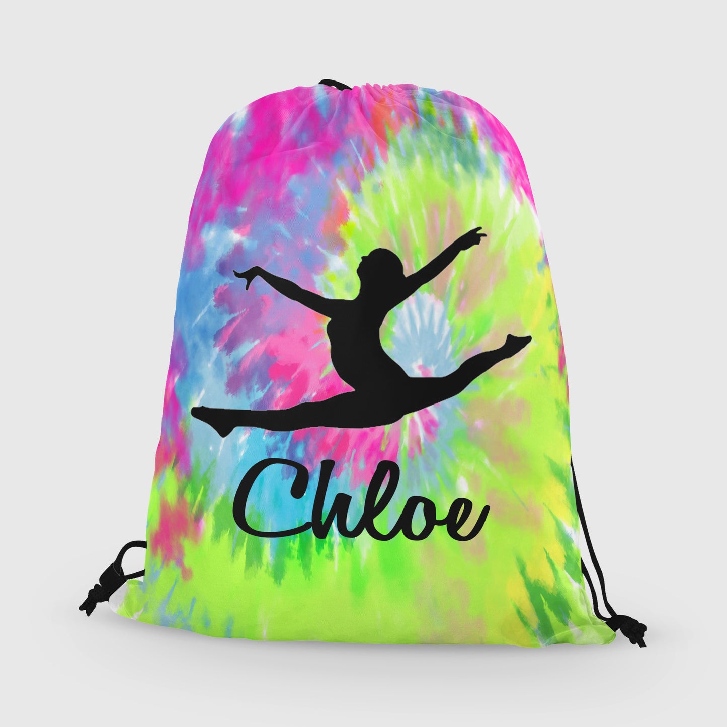 Personalized Gymnast Drawstring Bag, Custom Gymnast Leaping Beam Drawstring Backpack Bag