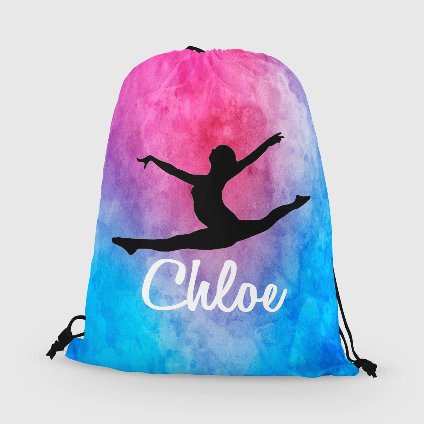 Personalized Gymnast Drawstring Bag, Custom Gymnast Leaping Beam Drawstring Backpack Bag