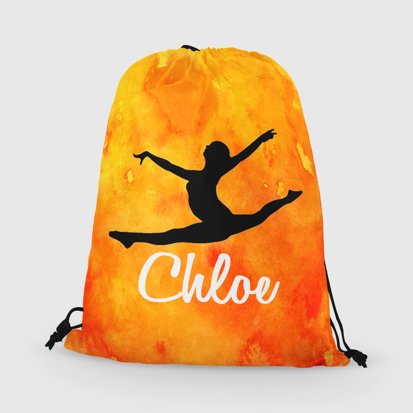 Personalized Gymnast Drawstring Bag, Custom Gymnast Leaping Beam Drawstring Backpack Bag