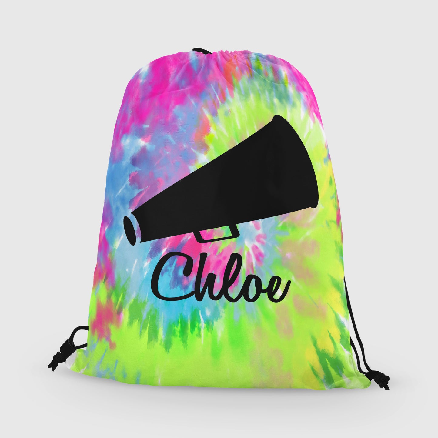 Personalized Cheer Drawstring Bag, Custom Cheer Megaphone Drawstring Backpack Bag
