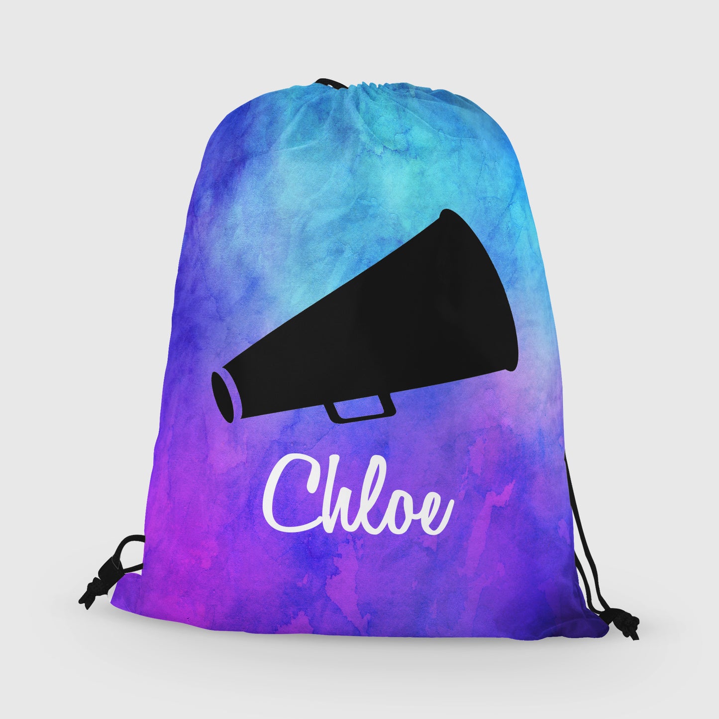 Personalized Cheer Drawstring Bag, Custom Cheer Megaphone Drawstring Backpack Bag
