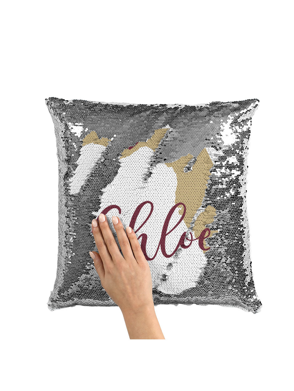 CUSTOM SEQUIN PILLOW - FLORIDA STATE GARNET & GOLD