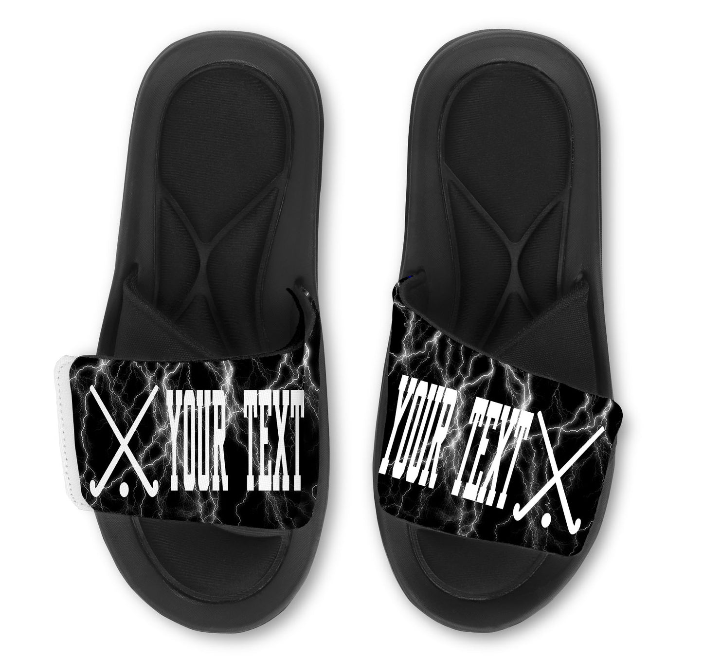 Field Hockey Custom Slides / Sandals Lightning Design