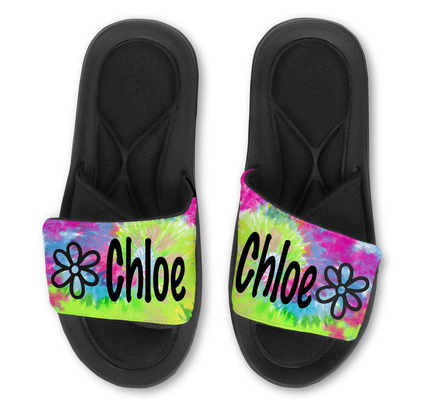 Flower Tie Dye Custom Slides / Sandals - Choose your Background!
