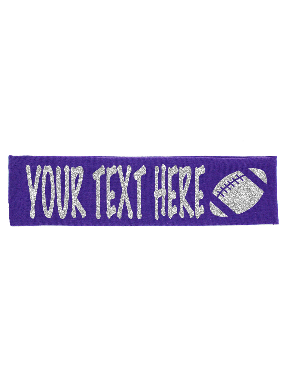 Custom Football Headband (Cotton/Lycra) - Sparkle Letters!