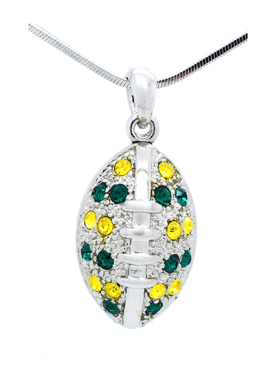 Large Football Necklace & Earring Set - Green/Gold