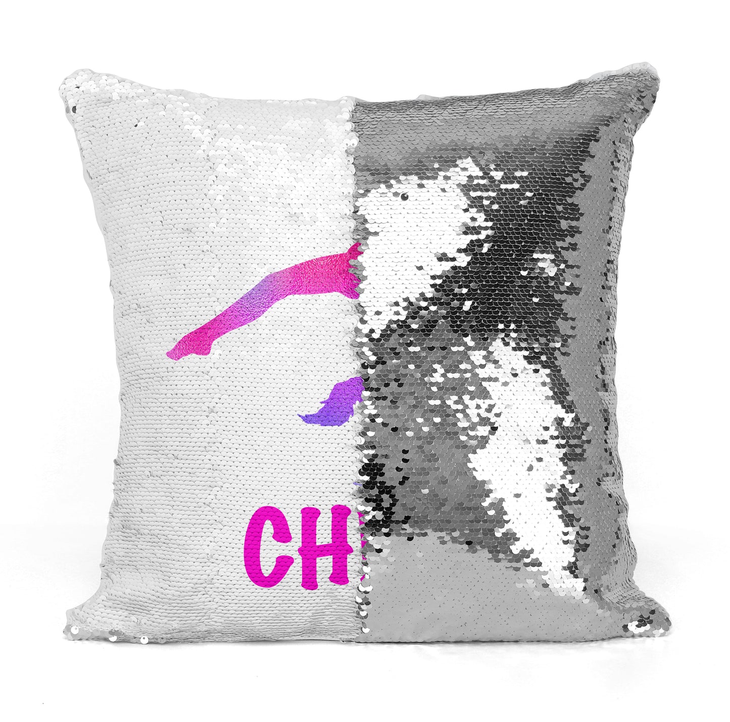 Personalized GYMNAST Mermaid Sequin Flip PILLOW - Blue/Pink Watercolor